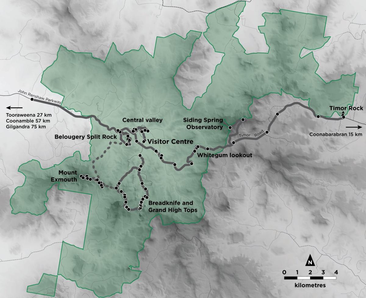 Map of the Warrumbungles geotrails